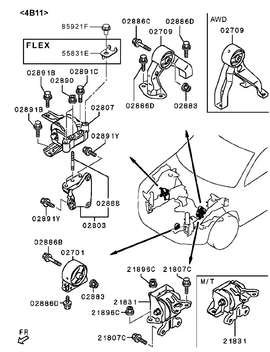 Coxim e suporte do motor