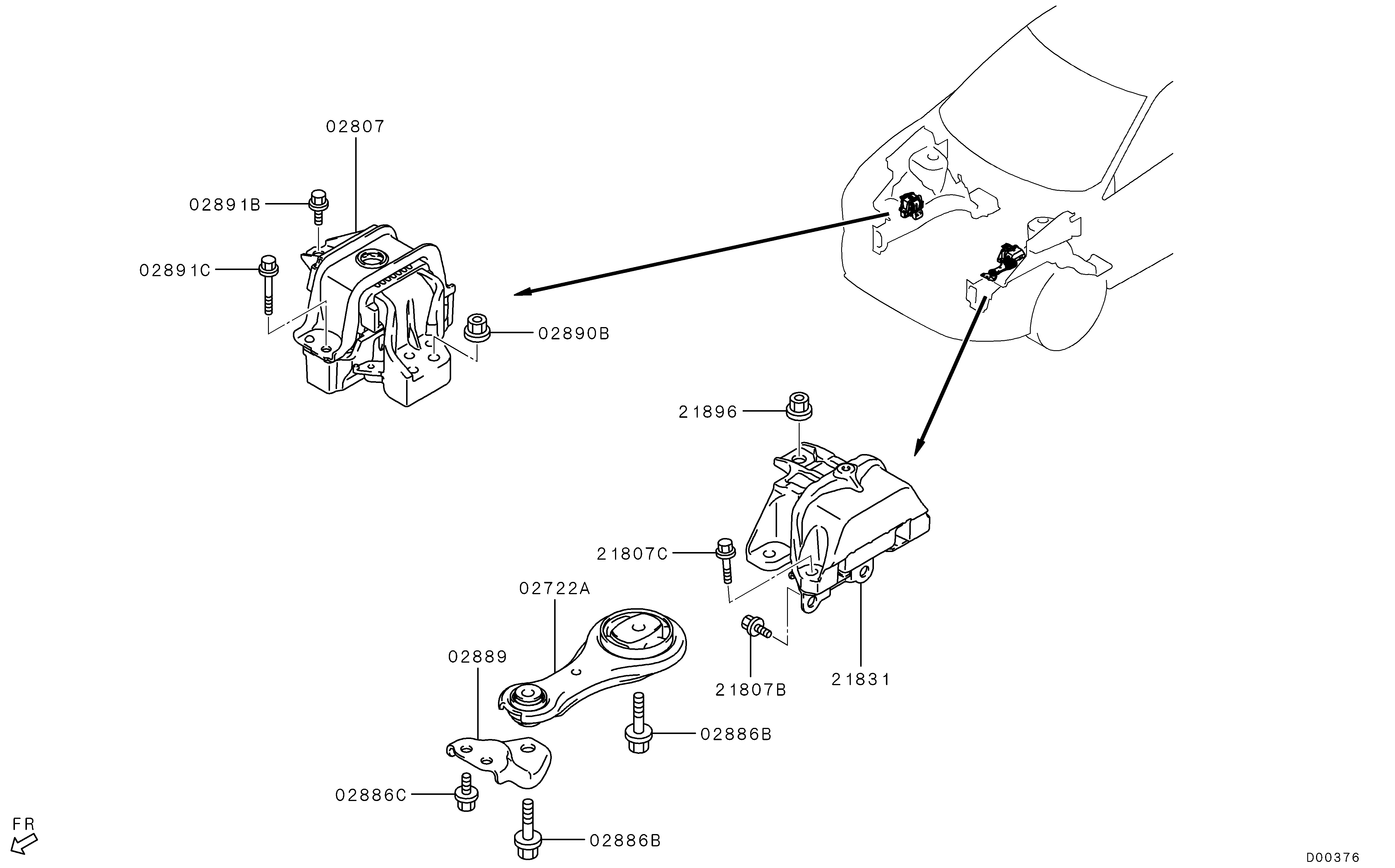 Coxim e suporte do motor