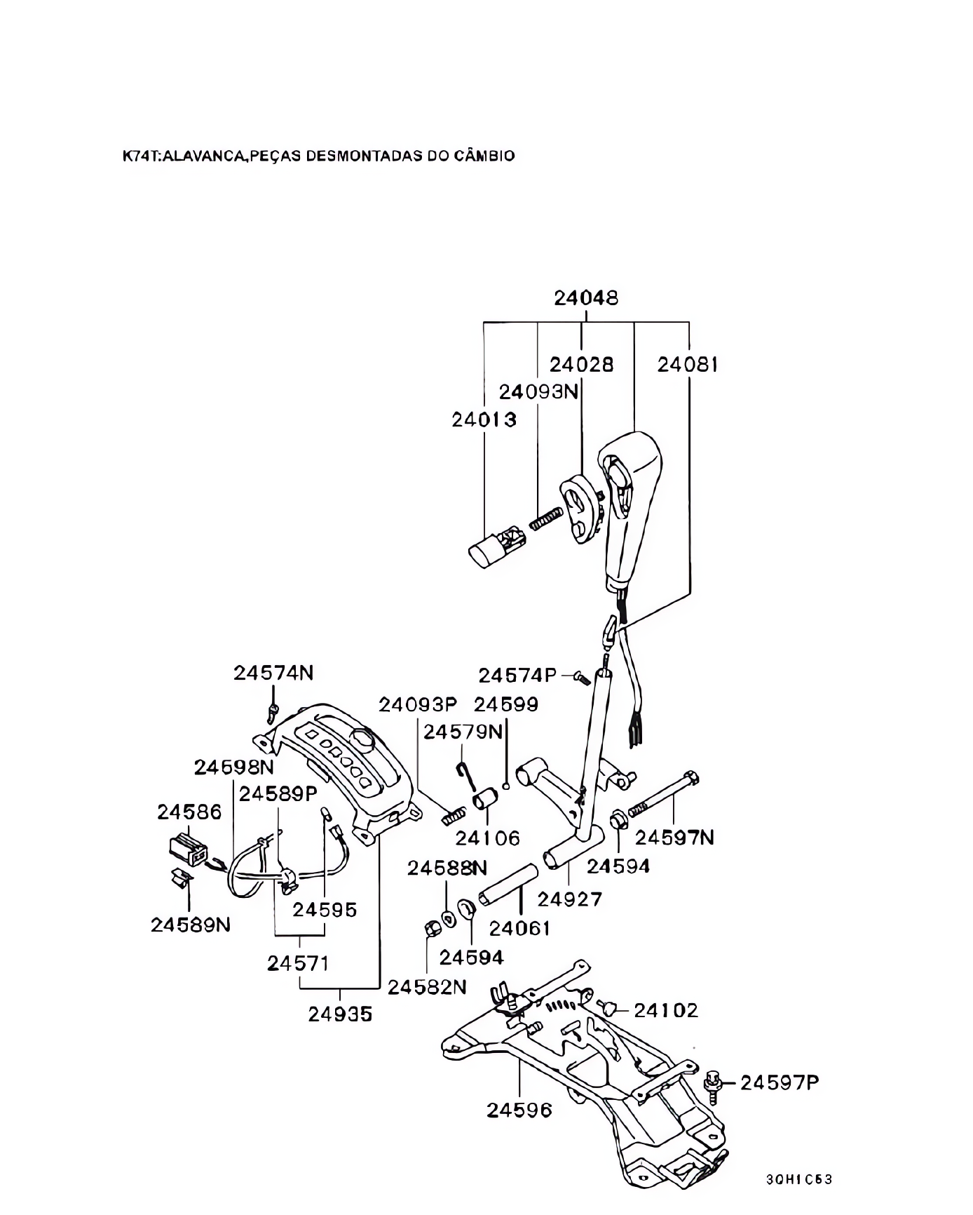 Articulação da seletora da transmissão automática