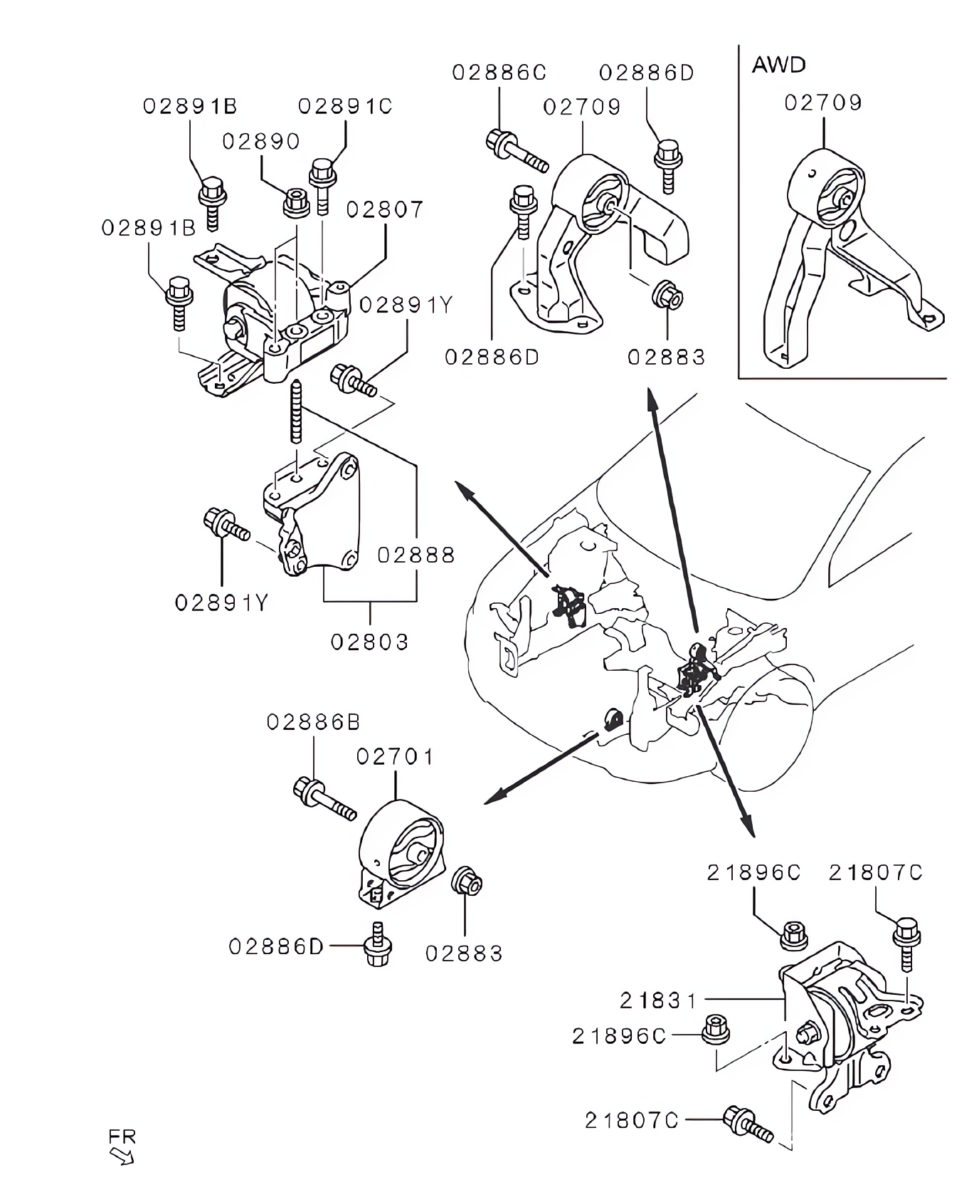 Coxim e suporte do motor