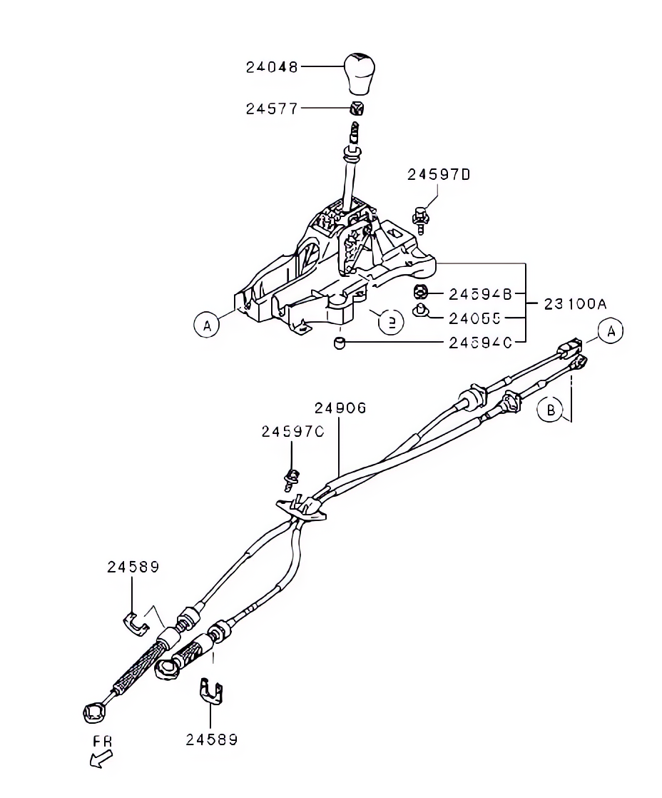 Articulação da seletora da transmissão manual