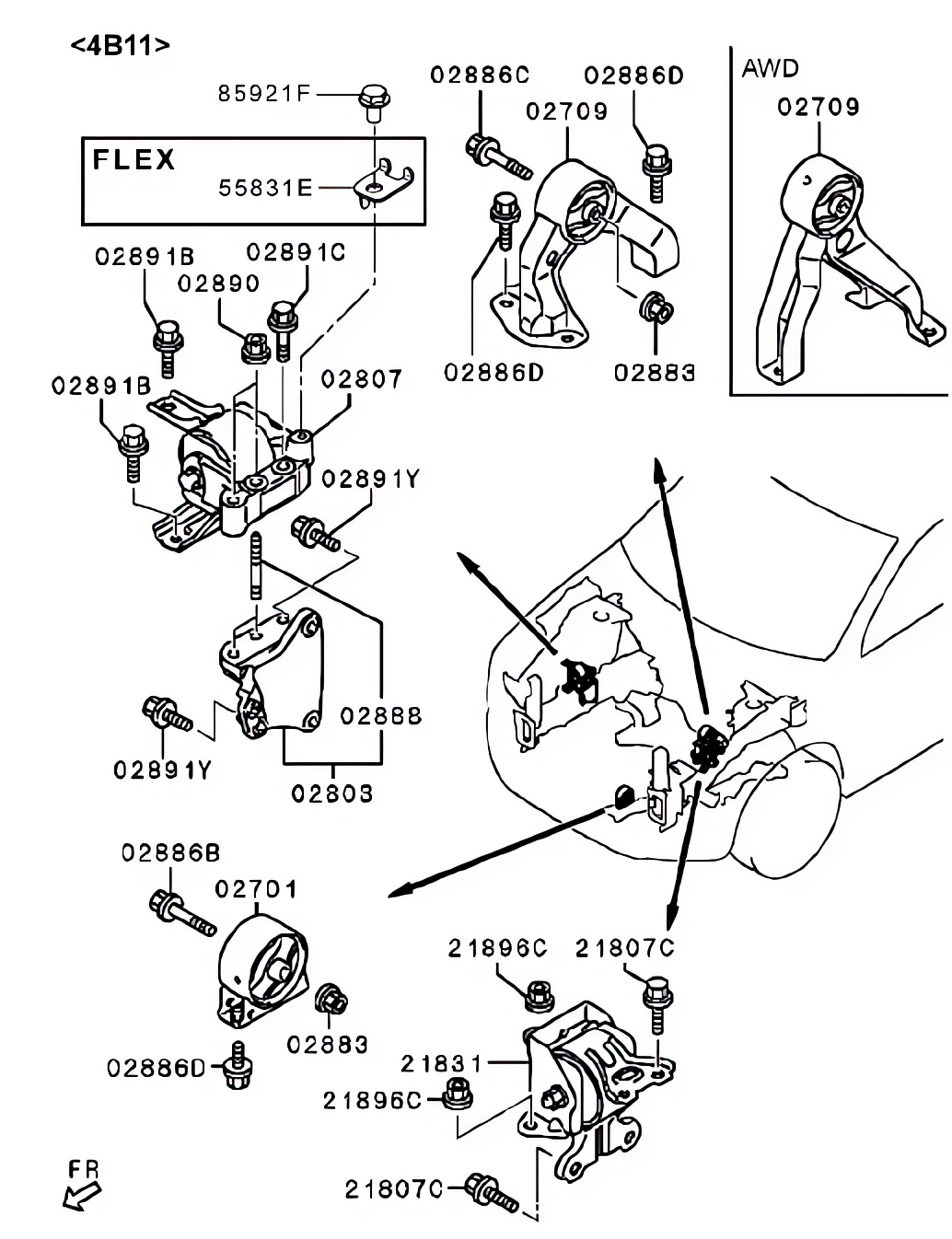 Coxim e suporte do motor