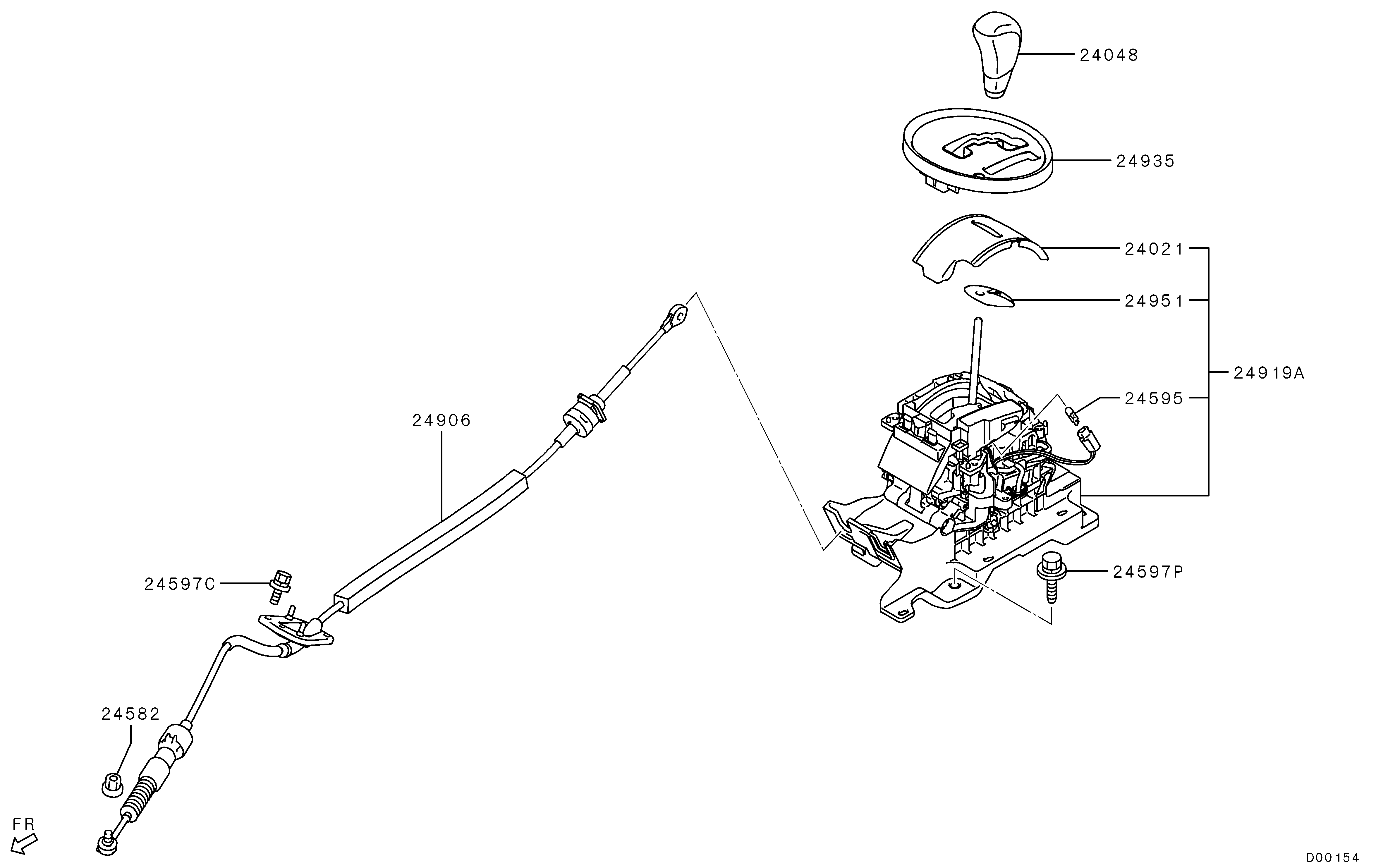 Articulação da seletora da transmissão automática